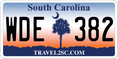 SC license plate WDE382