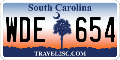 SC license plate WDE654