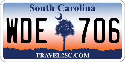 SC license plate WDE706