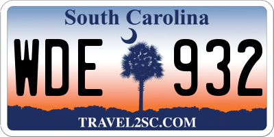 SC license plate WDE932