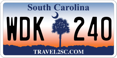 SC license plate WDK240