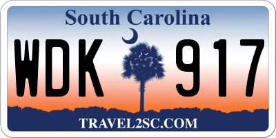 SC license plate WDK917
