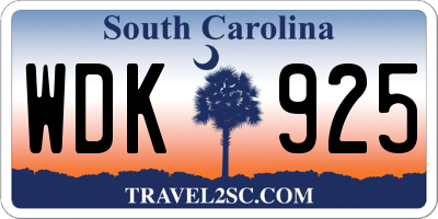 SC license plate WDK925