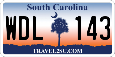 SC license plate WDL143