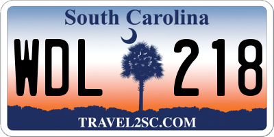 SC license plate WDL218