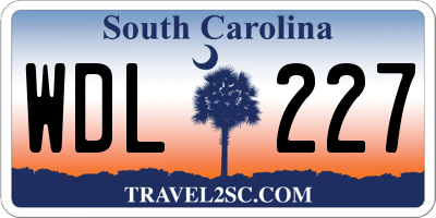 SC license plate WDL227