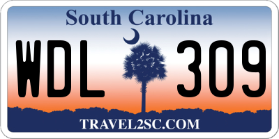 SC license plate WDL309