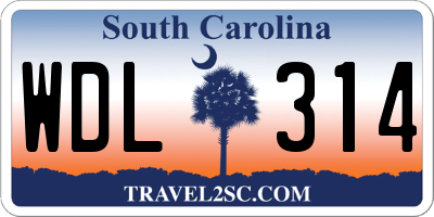 SC license plate WDL314