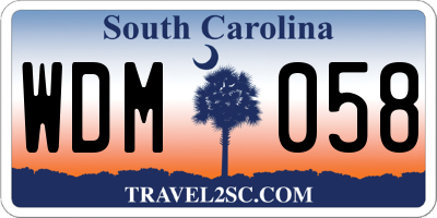 SC license plate WDM058