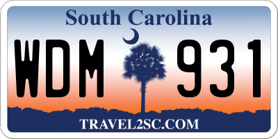 SC license plate WDM931