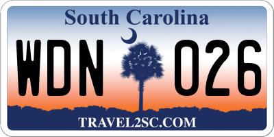 SC license plate WDN026