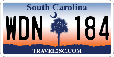 SC license plate WDN184
