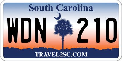 SC license plate WDN210