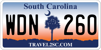 SC license plate WDN260