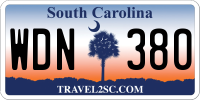 SC license plate WDN380