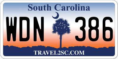 SC license plate WDN386