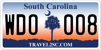SC license plate WDO008