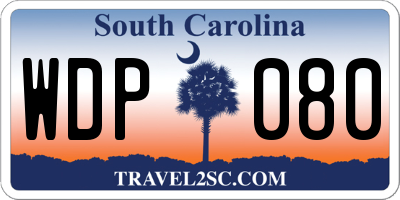 SC license plate WDP080