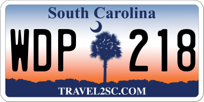 SC license plate WDP218