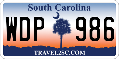 SC license plate WDP986