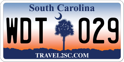 SC license plate WDT029