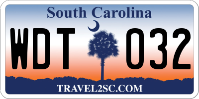 SC license plate WDT032