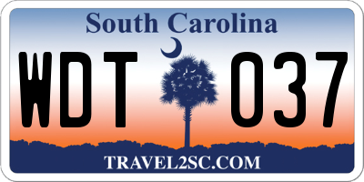 SC license plate WDT037