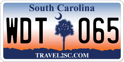 SC license plate WDT065
