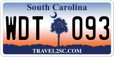 SC license plate WDT093