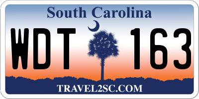 SC license plate WDT163