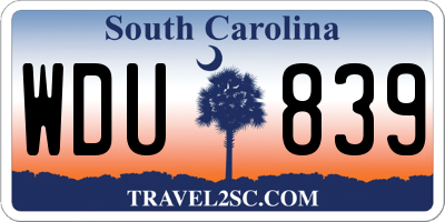 SC license plate WDU839
