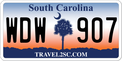 SC license plate WDW907