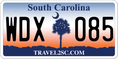 SC license plate WDX085
