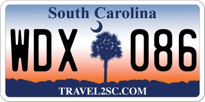 SC license plate WDX086