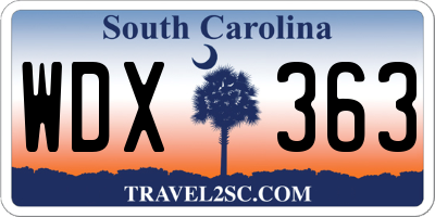 SC license plate WDX363