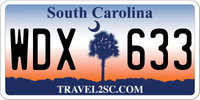 SC license plate WDX633