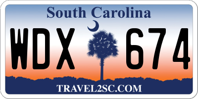 SC license plate WDX674