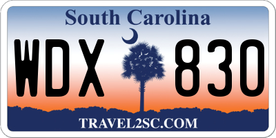 SC license plate WDX830