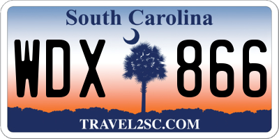 SC license plate WDX866