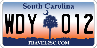 SC license plate WDY012