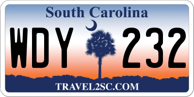 SC license plate WDY232
