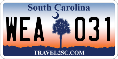 SC license plate WEA031