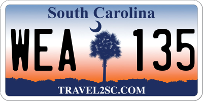 SC license plate WEA135