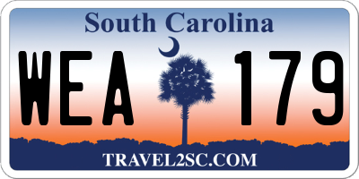 SC license plate WEA179