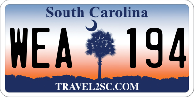 SC license plate WEA194