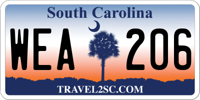 SC license plate WEA206