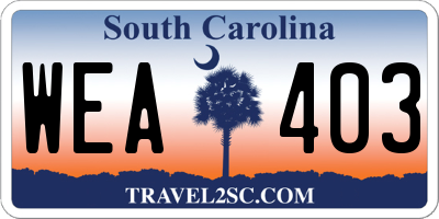 SC license plate WEA403