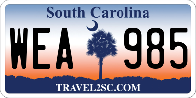 SC license plate WEA985