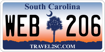 SC license plate WEB206