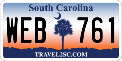 SC license plate WEB761